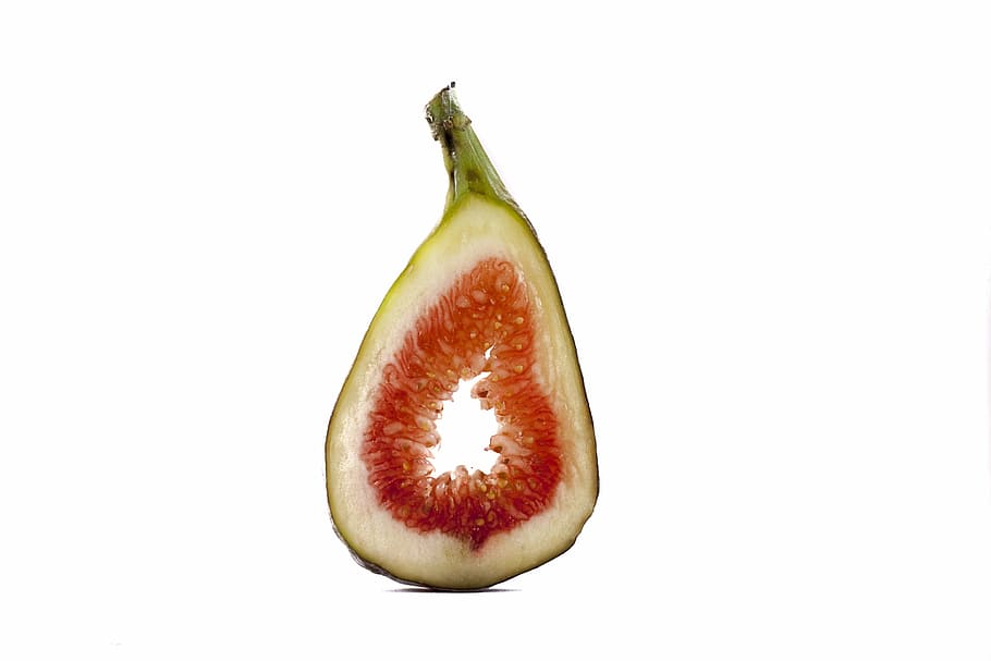 oval green and white sliced fruit, white background, macro HD wallpaper