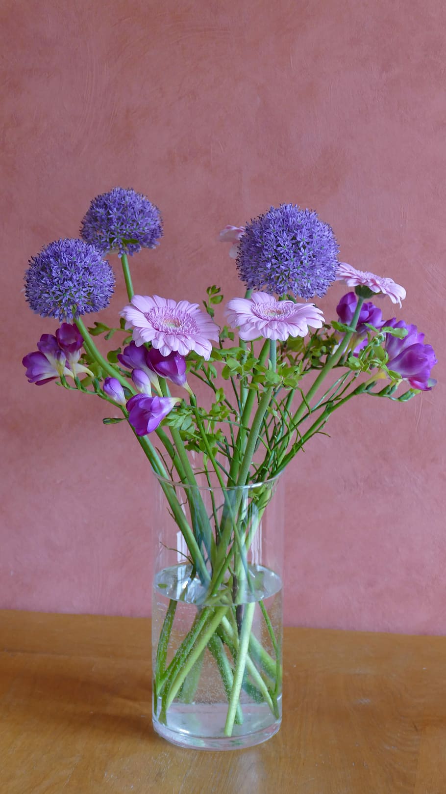 pink and purple flowers in vase, Bouquet, Congratulations, beautiful, HD wallpaper
