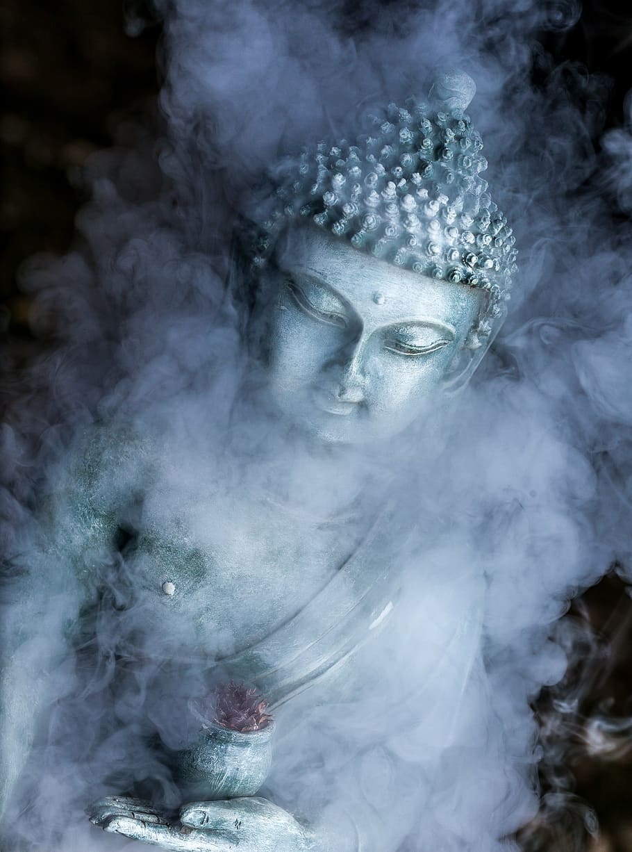 Gautama Buddha, smoke, vape, statue, buddhism, religion, asia HD wallpaper