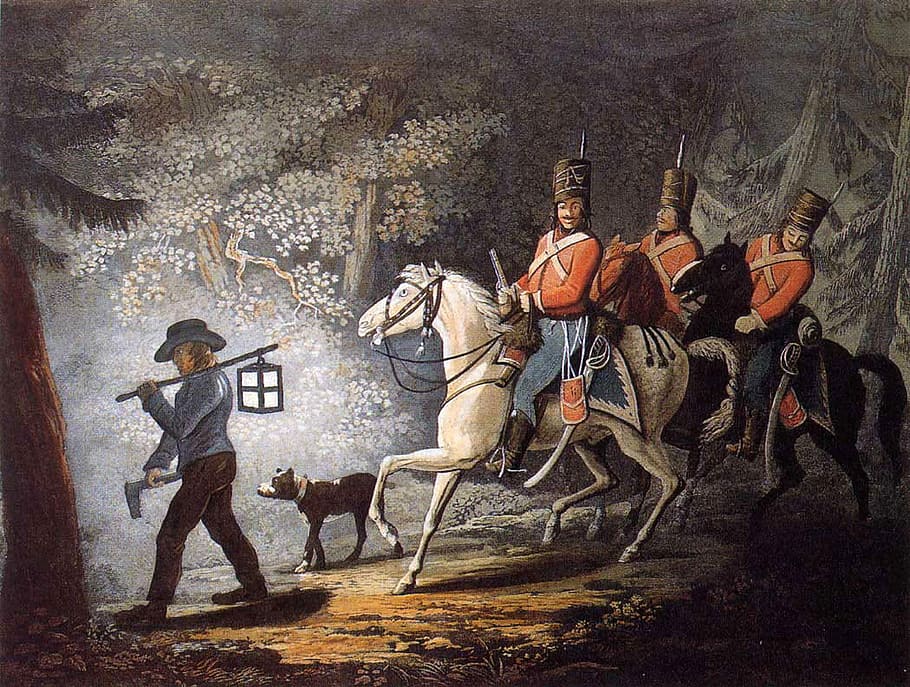 Hessian troops hired out to the British by their German sovereigns in the American Revolution