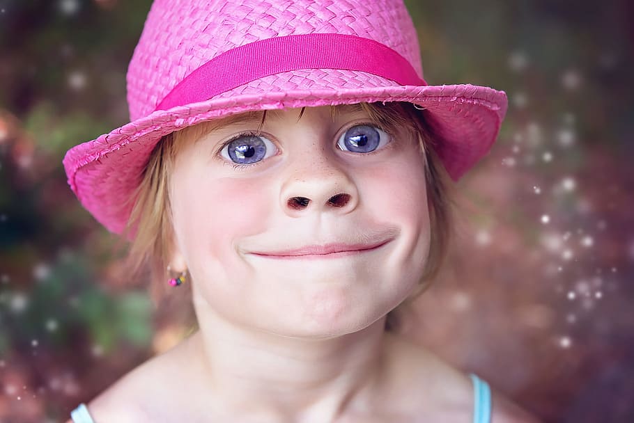 girl wearing pink hat, Caricature, Comic, Face, troll, portrait