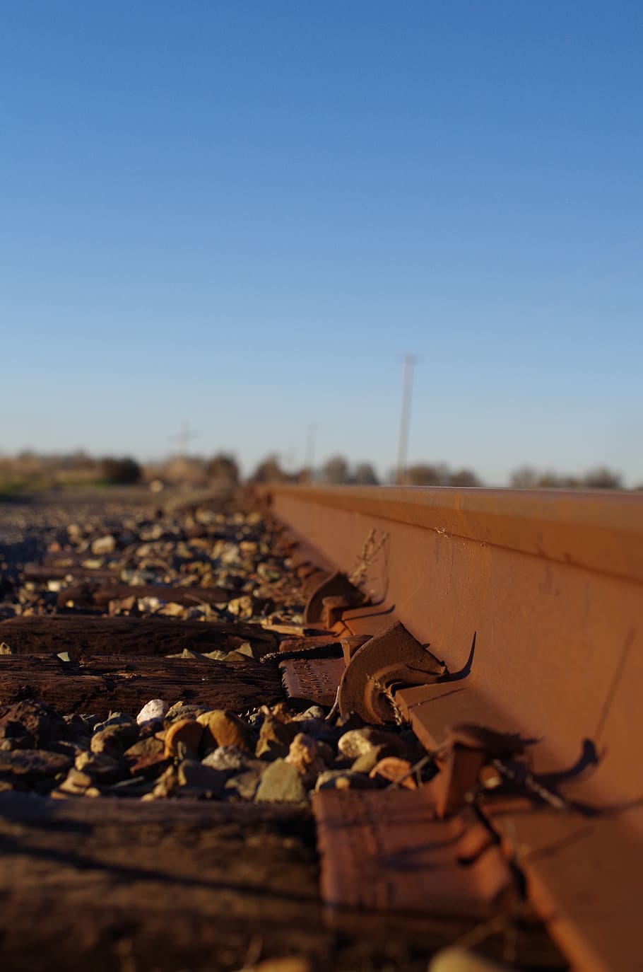 train, tracks, california, sky, nature, clear sky, no people HD wallpaper