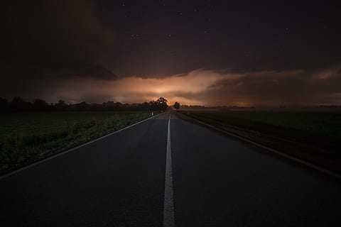 grey concrete road under cloudy sky during daytime, photo of gray concrete road during night time HD wallpaper