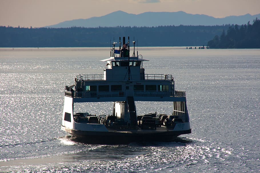 ferry, harbor, boat, pacific, harbour, transportation, water HD wallpaper