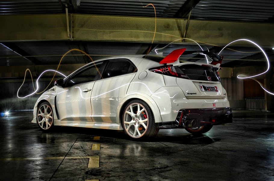 time-lapse photo of 5-door hatchback, silver hatchback parked in garage HD wallpaper
