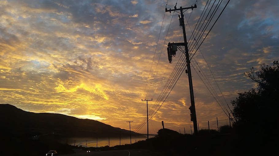 sky, sunset, outdoors, evening, dawn, silhouette, cloud - sky HD wallpaper
