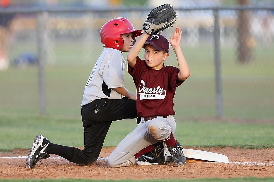 baseball, players, action, second base, helmet, glove, game HD wallpaper