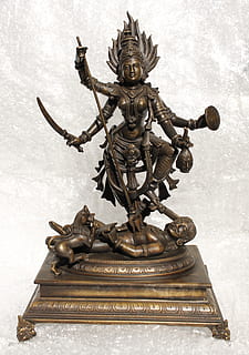minature bronze, goddess, dussehra, durgapooja, mahishasuramardini HD wallpaper