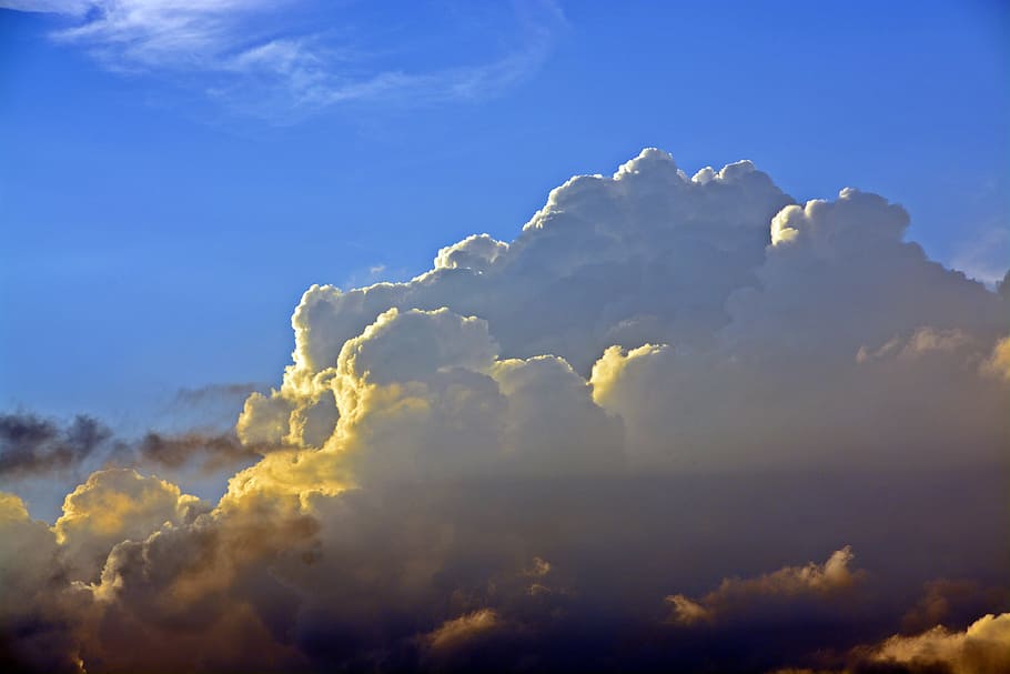 sky, clouds, dark clouds, blue, clouds form, covered sky, evening sky HD wallpaper