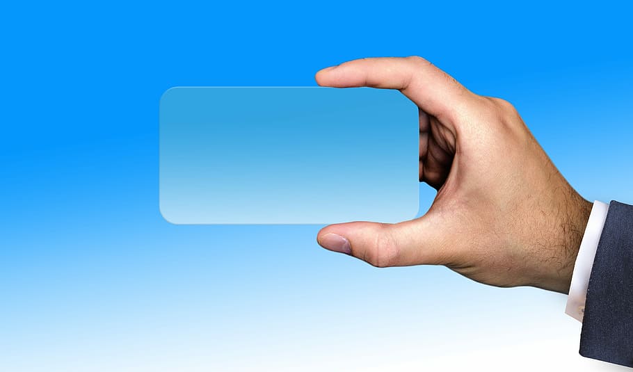 person holding blue card, business, businessman, business card, HD wallpaper