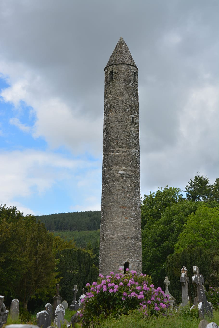 glendalough, defensive tower, church, middle ages, ireland, HD wallpaper