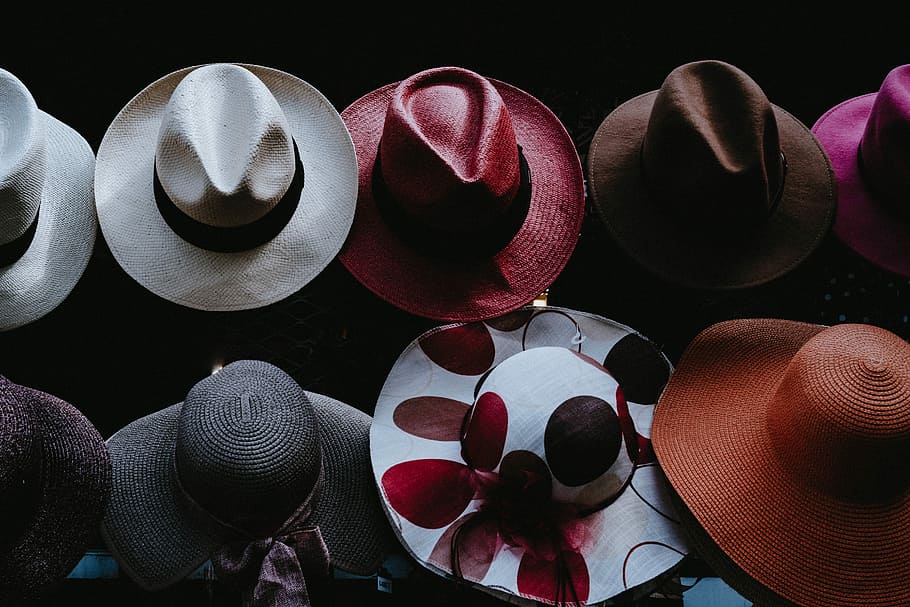 assorted-color cowboy hat lot, assorted-color fedora hat lot HD wallpaper