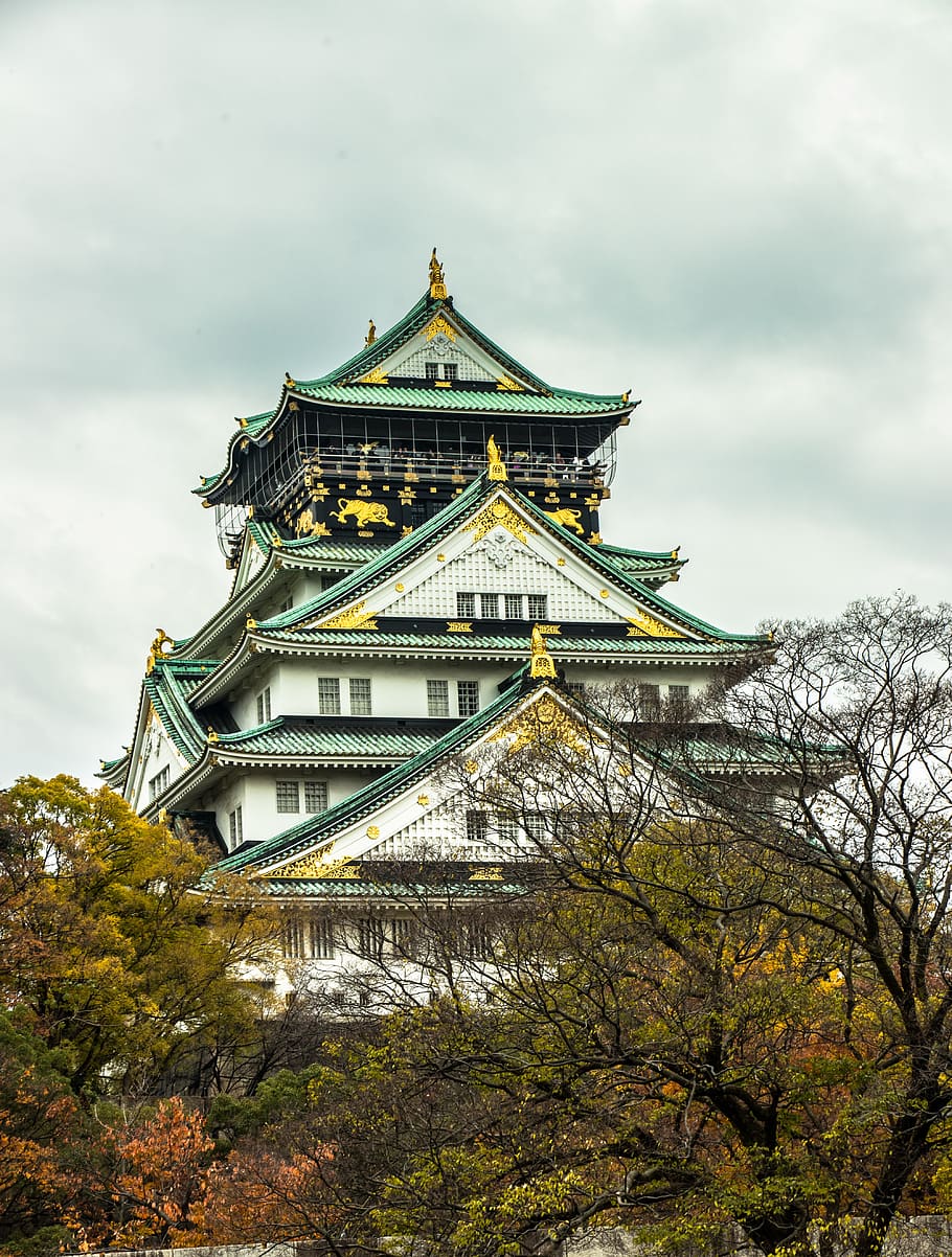 osaka, temple, japan, architecture, built structure, building exterior HD wallpaper