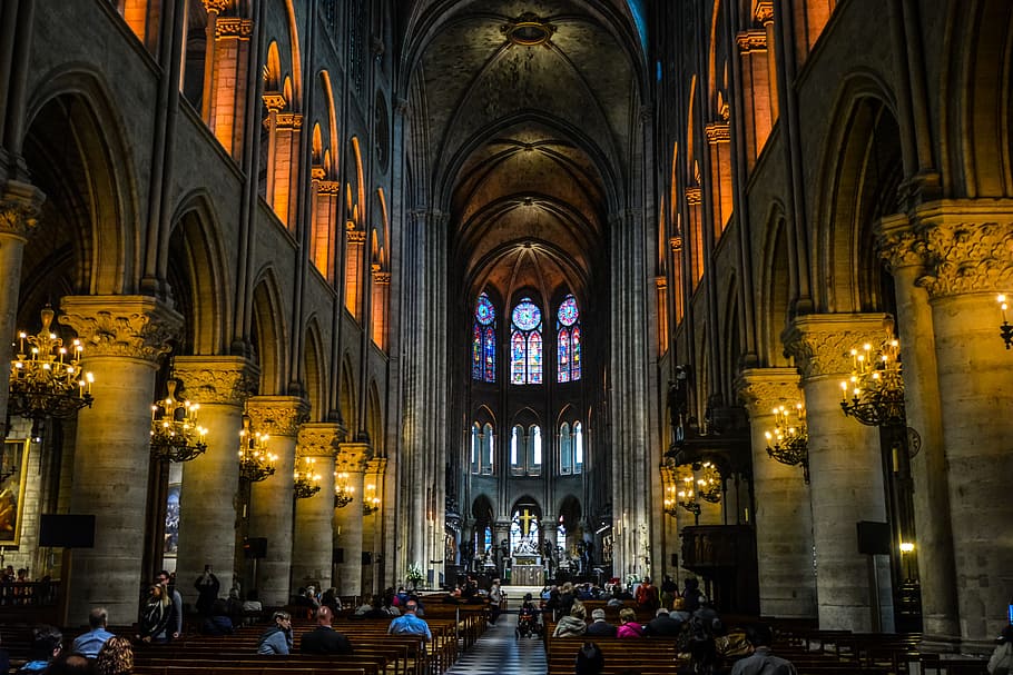 people gathering inside church, cathedral, architecture, travel