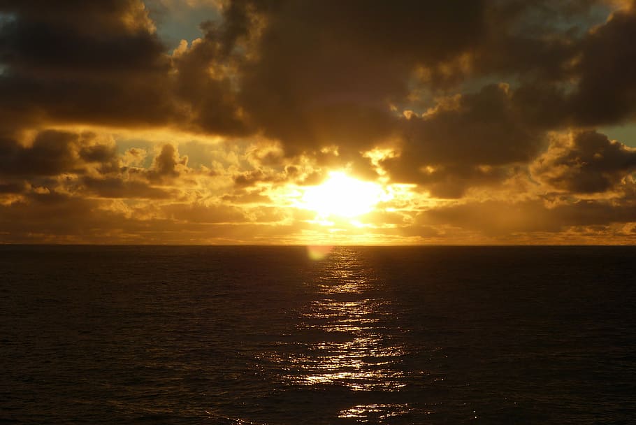 Sunset, Sea, Distant, nature, freedom, reflection, sky, water HD wallpaper