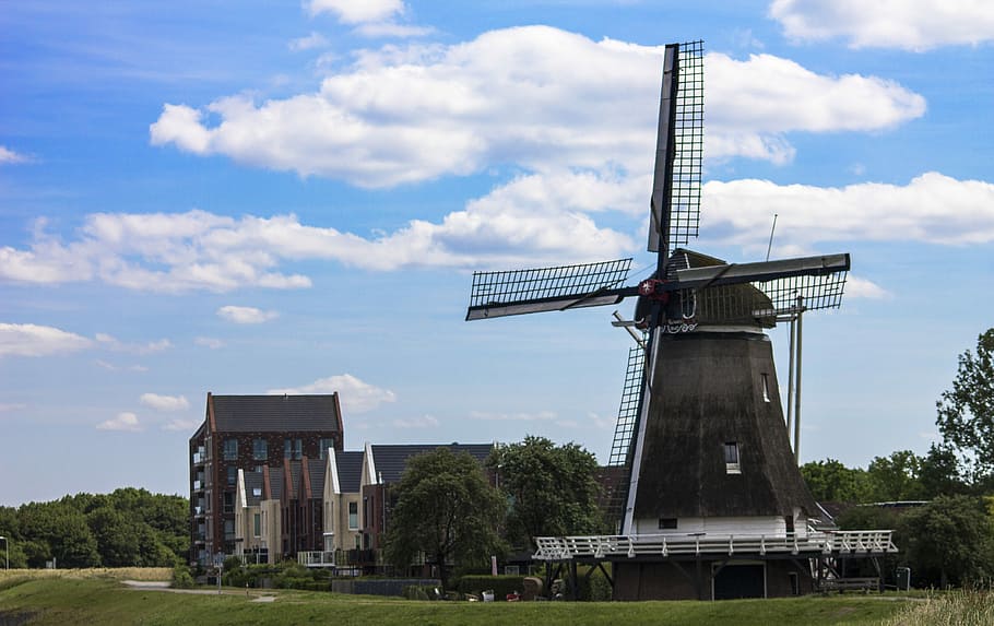 Mill, Netherlands, Landscape, Wind Mill, holland, historic mill, HD wallpaper
