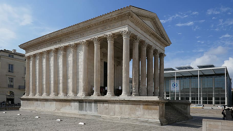 Maison-Carrée, Roman, Temple, Nimes, france, architecture, HD wallpaper