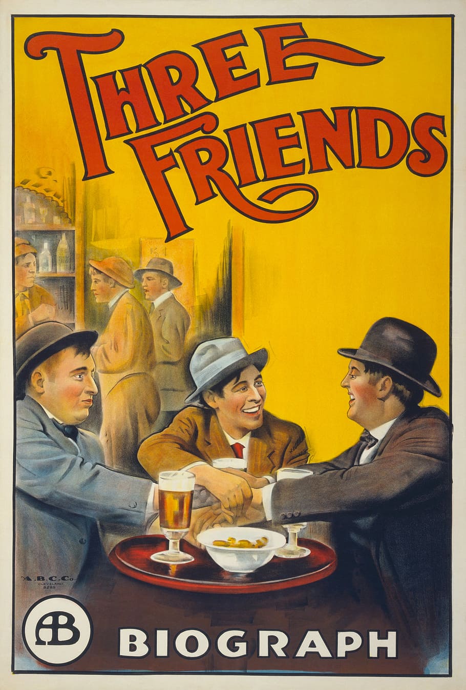 Three Friends Biograph book, Film Poster, 1913, biograph studios