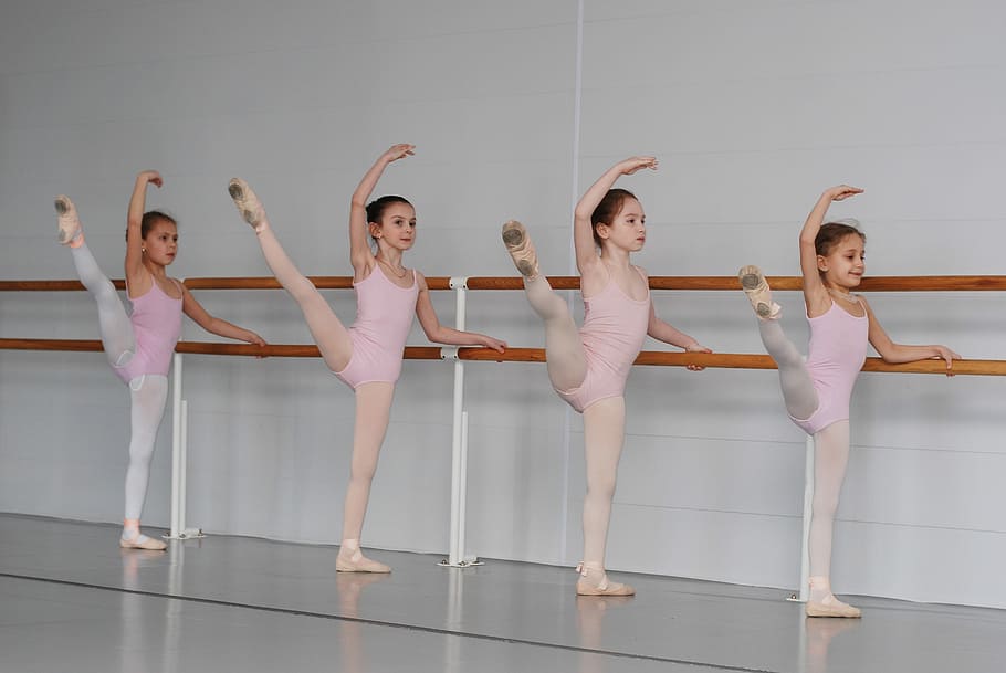 wallpaper: four girls showing ballet, school, class, ballerina, dance lesson | Wallpaper Flare