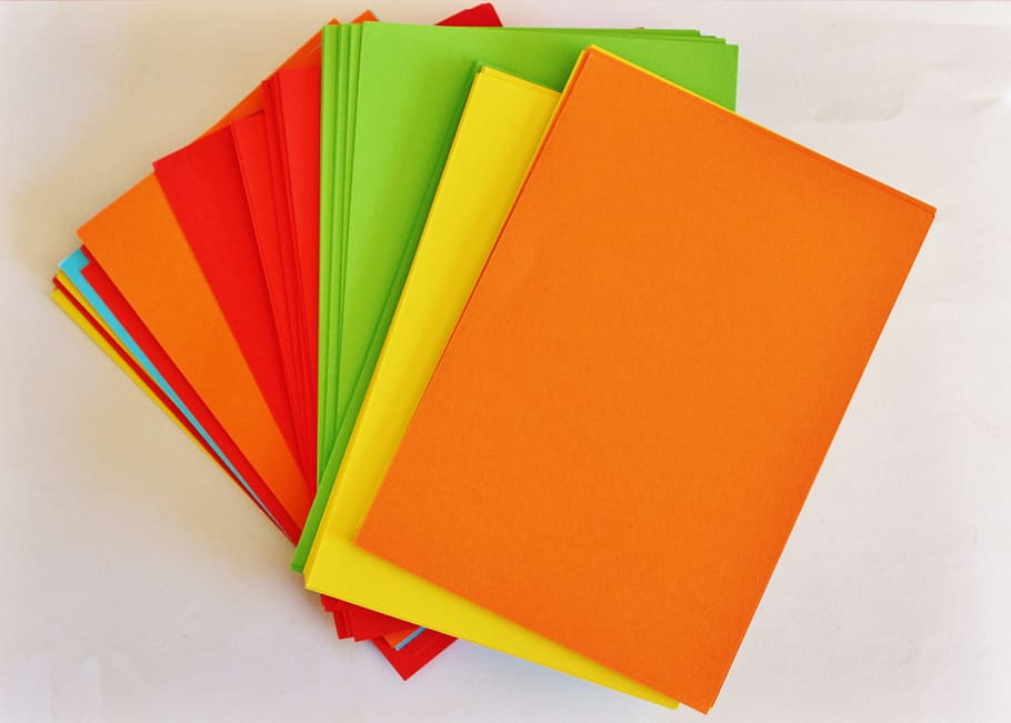 assorted-color papers, Colorful, Office, Orange, Yellow, green, HD wallpaper