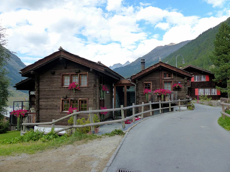 Building, Alpine, Zermatt, building exterior, house, built structure HD wallpaper