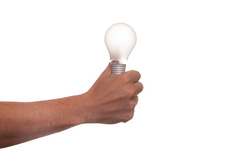 person holding light bulb, lamp, idea, pear, view, thought HD wallpaper