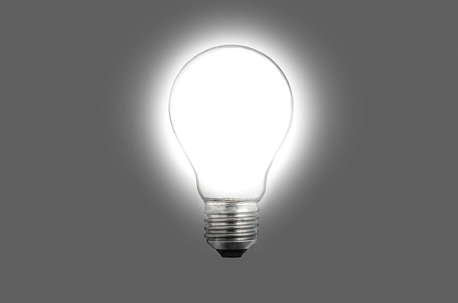 light bulb illustration, white, concept, bright, photography, HD wallpaper