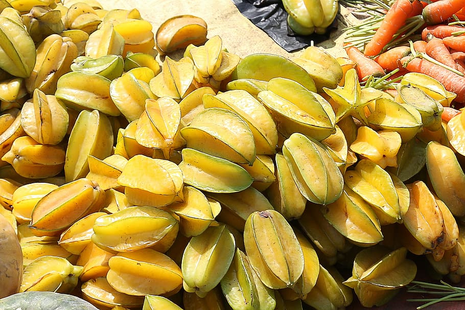 starfruit, carambola, indian, tropical, food, organic, ripe, HD wallpaper