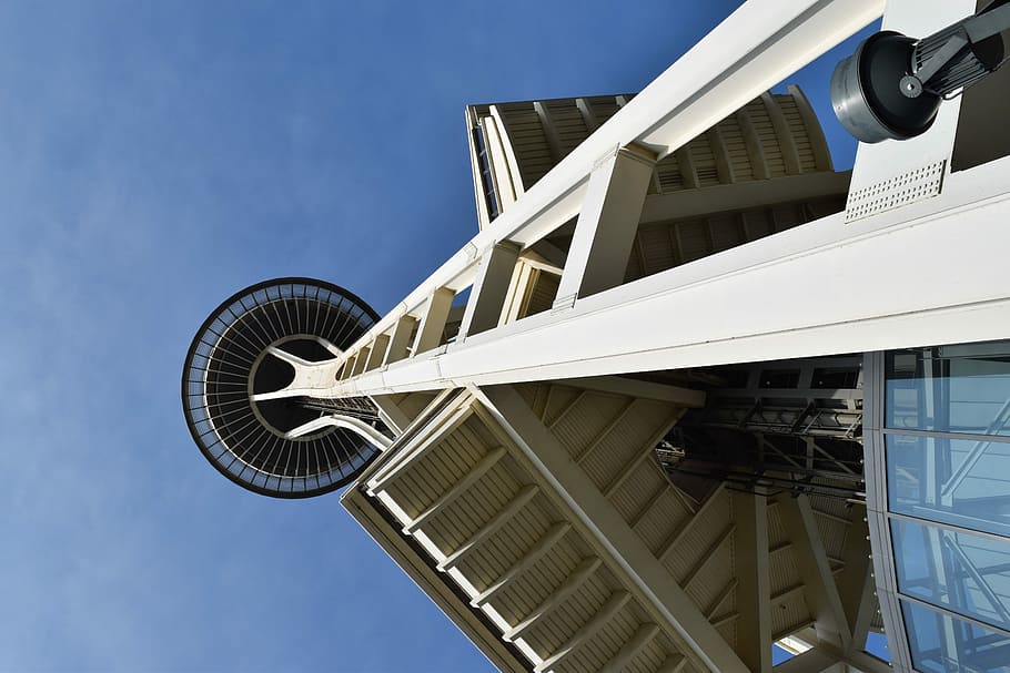 Space Needle, Seattle, Blue Sky, architecture, washington, city HD wallpaper