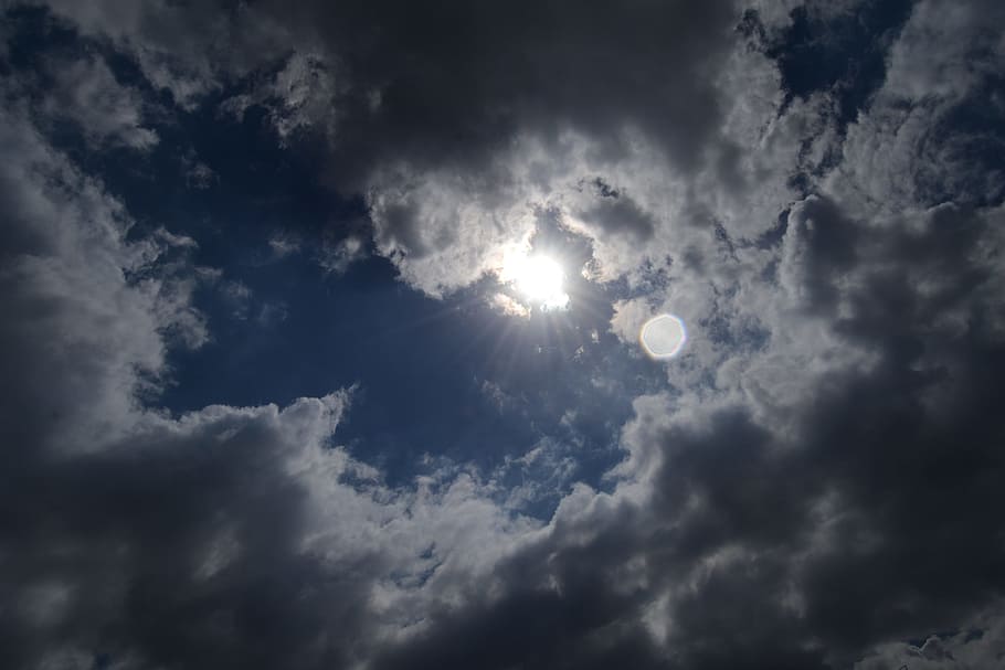 sun, sky, clouds, sunset, dawn, nature, day, sunny day, blue sky HD wallpaper