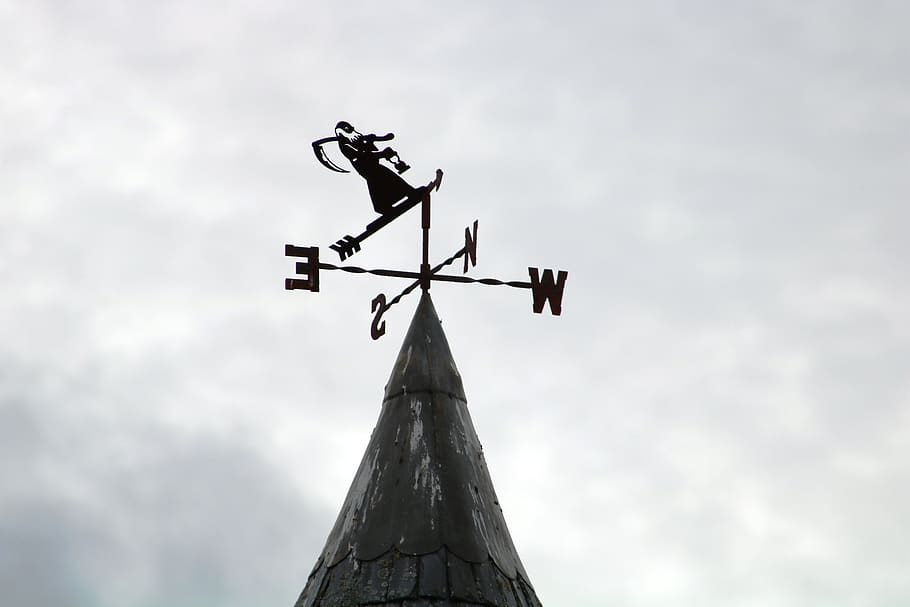 weathervane, sign, pointer, sky, cloud - sky, low angle view HD wallpaper