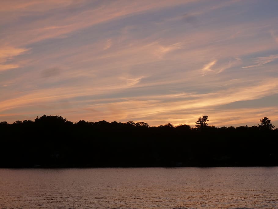 Lake, Forest, Clouds, Dusk, Ontario, sky, canada, nature, sunset HD wallpaper