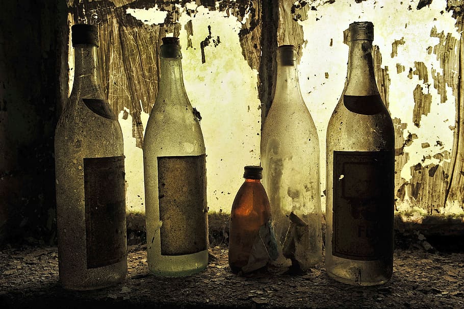 Bottles, Empty, Old, Wine Bottle, winery, dark, dirty, no People HD wallpaper