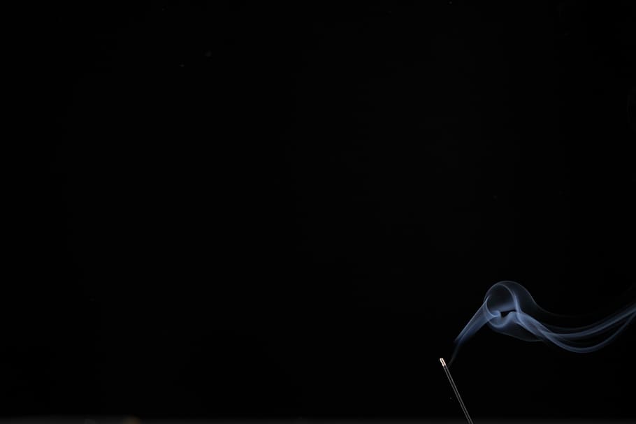 incense smoke, untitled, studio shot, black background, copy space HD wallpaper