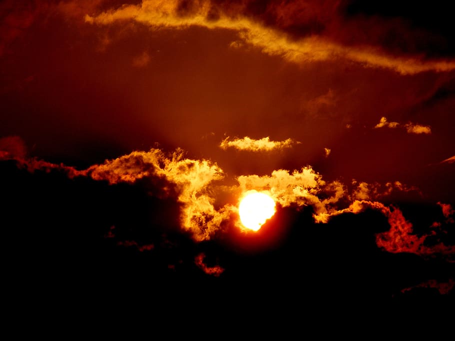 sunset, cloud, fire, sky, cloud - sky, beauty in nature, night HD wallpaper