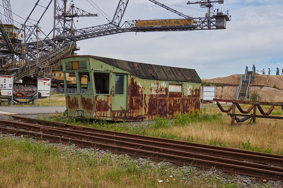 open pit mining, brown coal, old, decay, factory, ruin, industry HD wallpaper