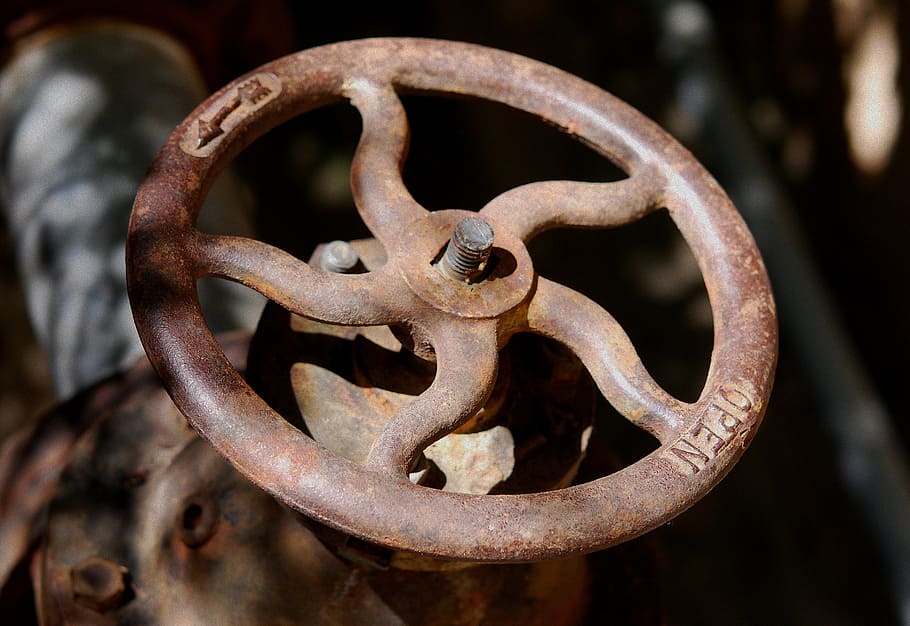 wheel, valve, round, turn, old, rusted, equipment, metal, open HD wallpaper