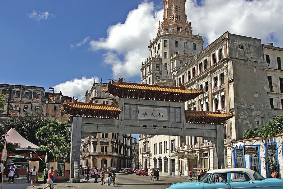 Chinatown gate in Havana, Cuba, architecture, photos, public domain