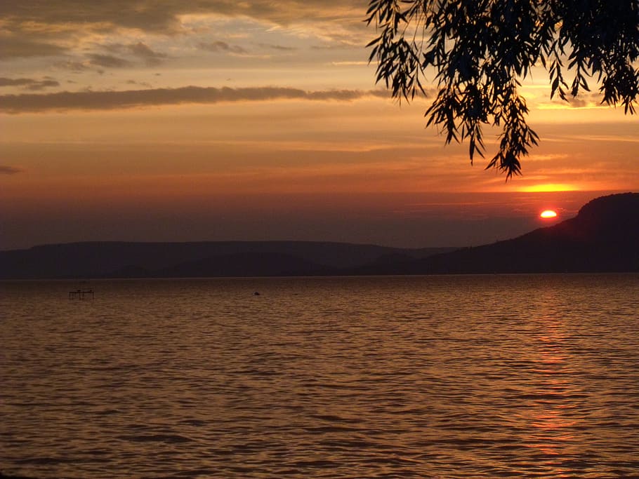 sunset, ship, o, air, sky, scenics - nature, water, beauty in nature HD wallpaper