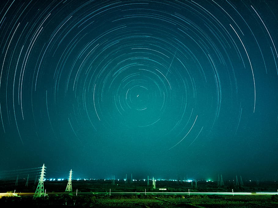 time-lapse photograph of stars, spiral light formula in the sky during daytime HD wallpaper