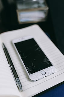 Elegant workspace with Macbook, iPhone, business cards and notebooks HD wallpaper