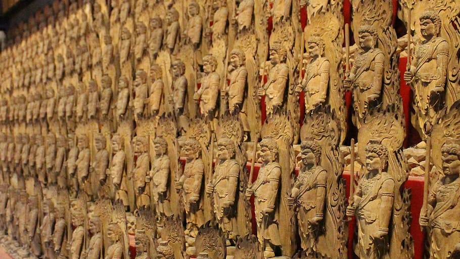 japan, statues, temple, full frame, backgrounds, no people HD wallpaper