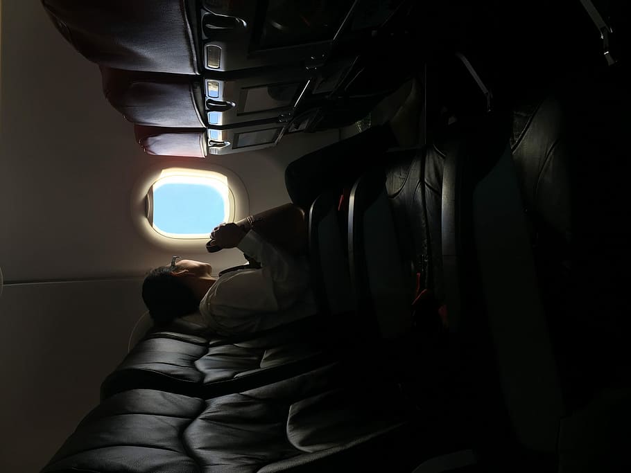 Loneliness, men watching on the plane window, through window HD wallpaper