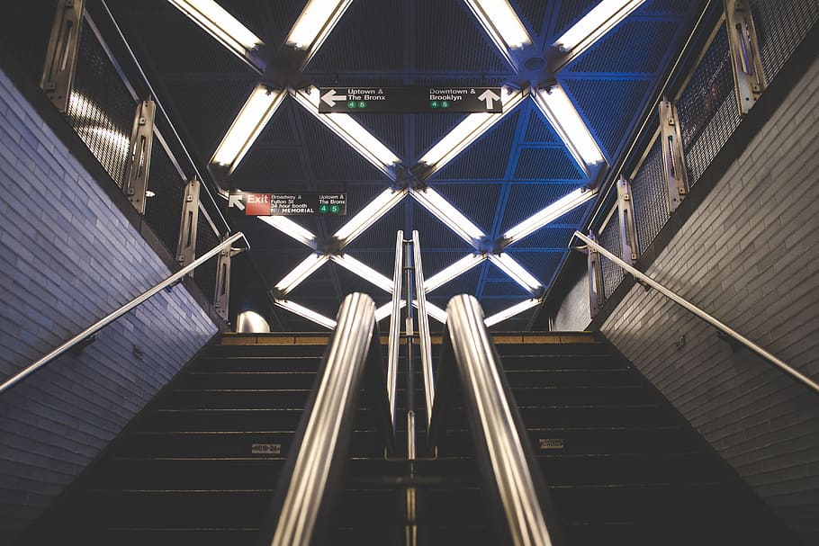 Stairs on the subway in New York City, urban, nYC, uSA, architecture