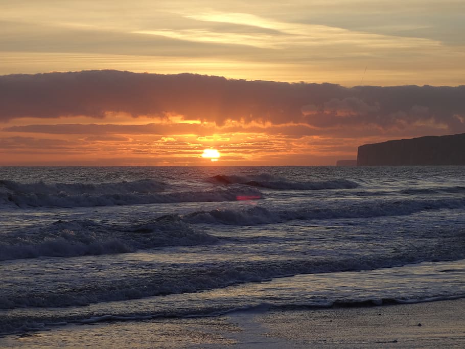 sunset, panoramic, dawn, water, dusk, sky, sea, beauty in nature HD wallpaper