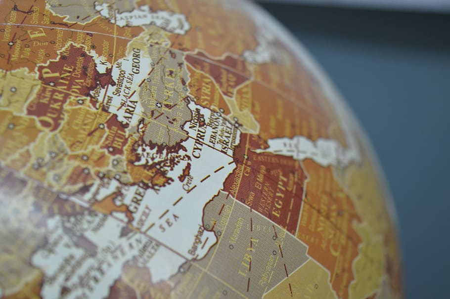 brown and white close-up photo of globe, map, countries, earth HD wallpaper