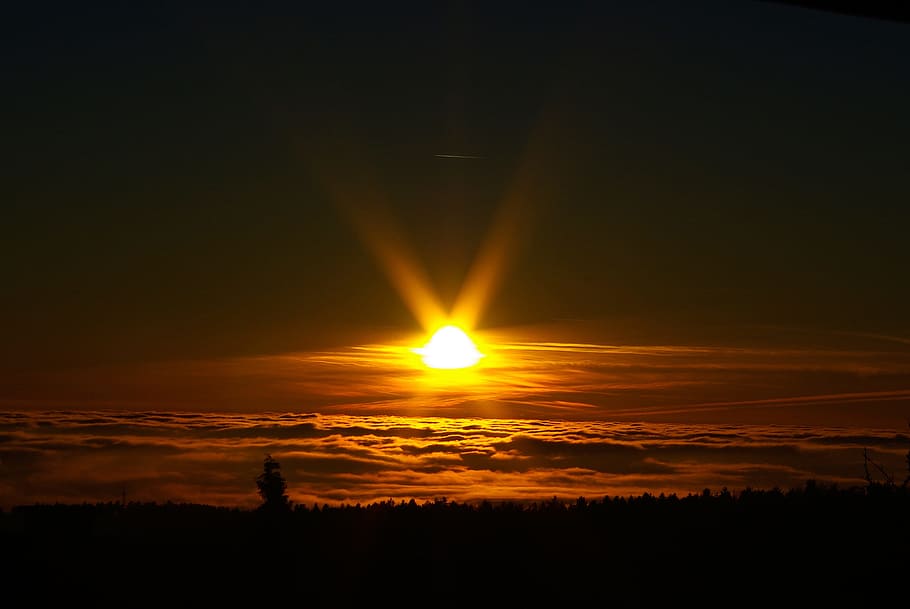 Mood, Sun, Sunset, Clouds, Fog, aumbach, cloud - sky, scenics HD wallpaper