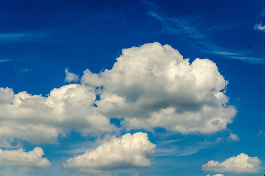 cloudy sky, clouds, blue, white, background, nature, rain clouds HD wallpaper