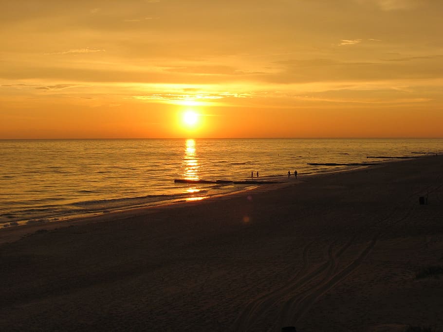 sunset, sky, nature, beach, ocean, sea, scenic, water, usa HD wallpaper
