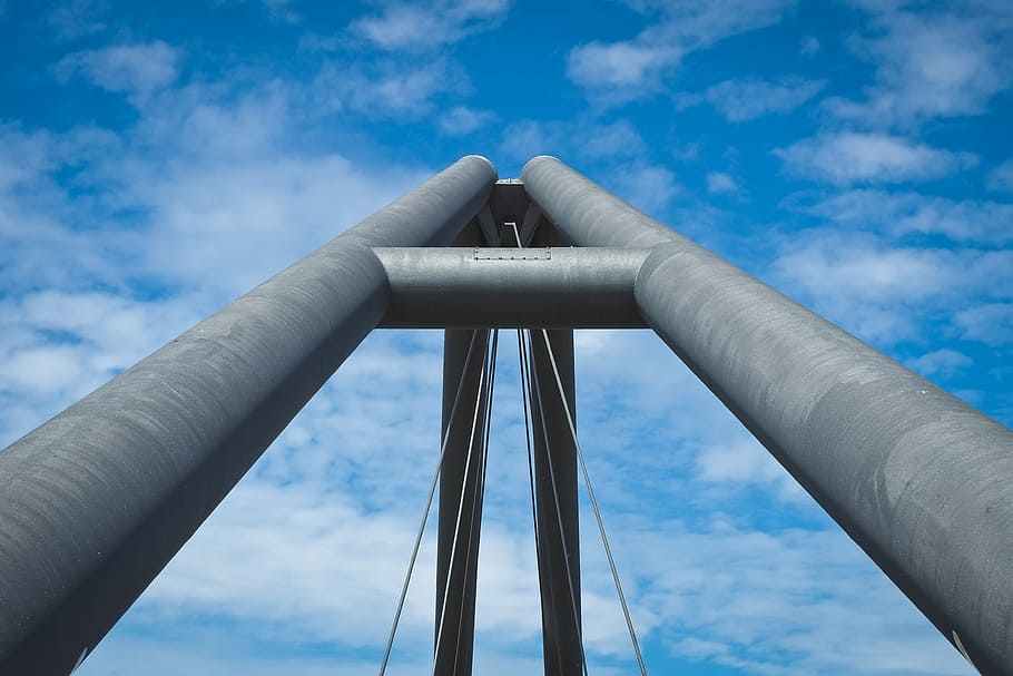 Architecture, Modern, Bridge, blue, düsseldorf, geometric HD wallpaper